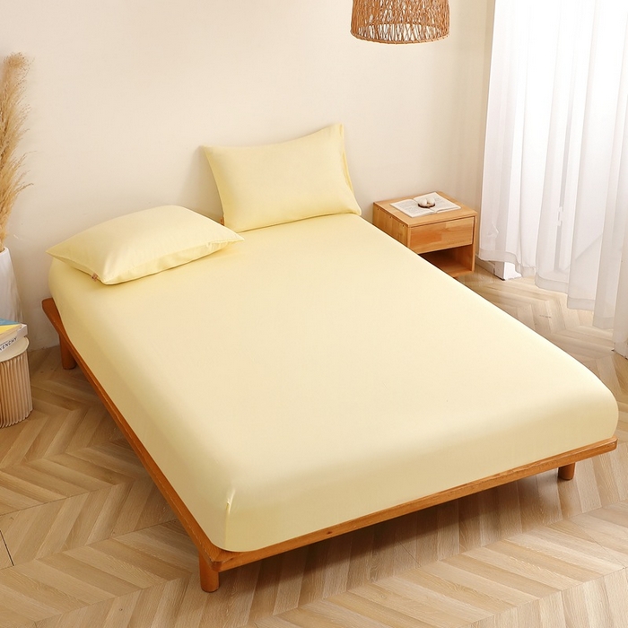 91家纺网 家纺一手货源 找家纺 晶缦家纺 2026新款纯棉纯色A类全棉双层纱单品床笠床笠单件单床笠（水洗预处理）-觅琳系列 觅琳-浅蜜黄