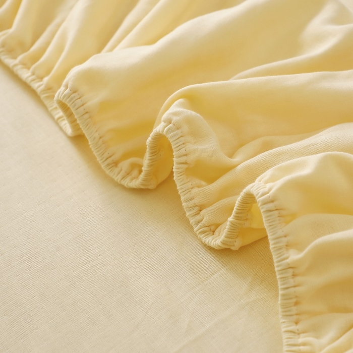 91家纺网 家纺一手货源 找家纺 晶缦家纺 2026新款纯棉纯色A类全棉双层纱单品床笠床笠单件单床笠（水洗预处理）-觅琳系列 觅琳-浅蜜黄