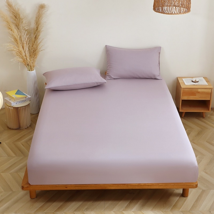 91家纺网 家纺一手货源 找家纺 晶缦家纺 2026新款纯棉纯色A类全棉双层纱单品床笠床笠单件单床笠（水洗预处理）-觅琳系列 觅琳-浅藤紫