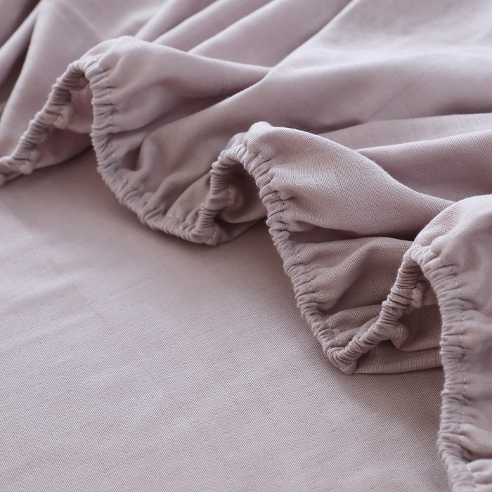 91家纺网 家纺一手货源 找家纺 晶缦家纺 2026新款纯棉纯色A类全棉双层纱单品床笠床笠单件单床笠（水洗预处理）-觅琳系列 觅琳-浅藤紫