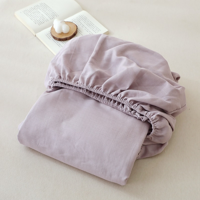 91家纺网 家纺一手货源 找家纺 晶缦家纺 2026新款纯棉纯色A类全棉双层纱单品床笠床笠单件单床笠（水洗预处理）-觅琳系列 觅琳-浅藤紫