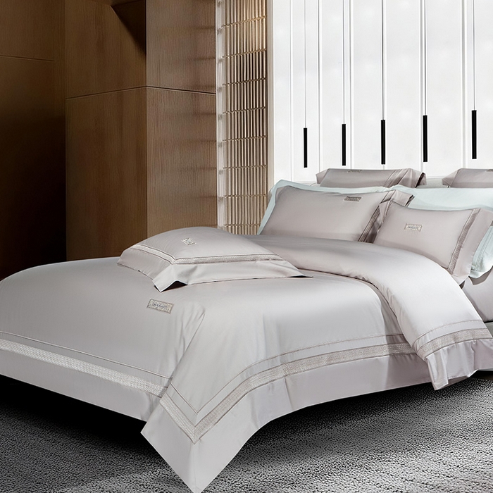 91家纺网 家纺一手货源 找家纺 诗黛尔 2026春夏新款长绒棉刺绣 兰博系列 淡雅紫