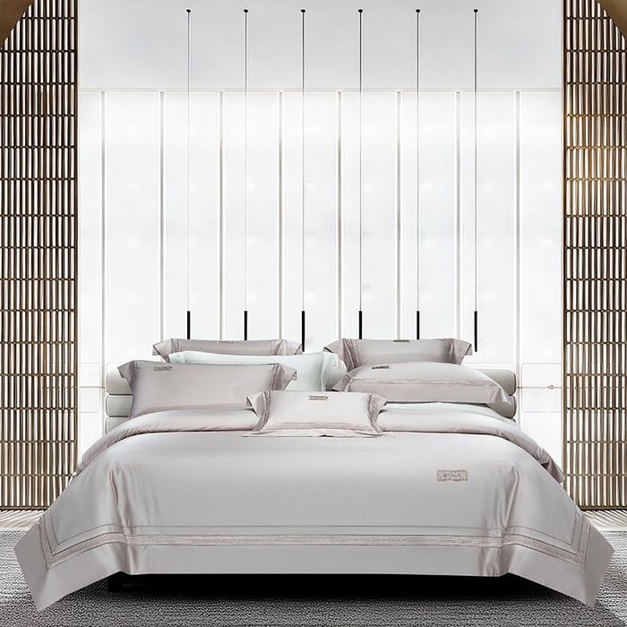 91家纺网 家纺一手货源 找家纺 诗黛尔 2026春夏新款长绒棉刺绣 兰博系列 淡雅紫