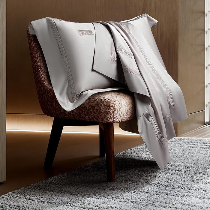 91家纺网 家纺一手货源 找家纺 诗黛尔 2026春夏新款长绒棉刺绣 兰博系列 淡雅紫