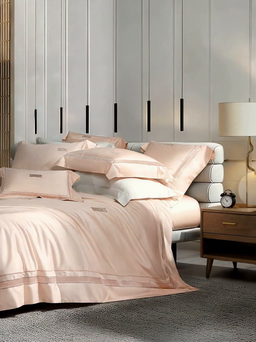 91家纺网 家纺一手货源 找家纺 诗黛尔 2026春夏新款长绒棉刺绣 兰博系列 极光蓝