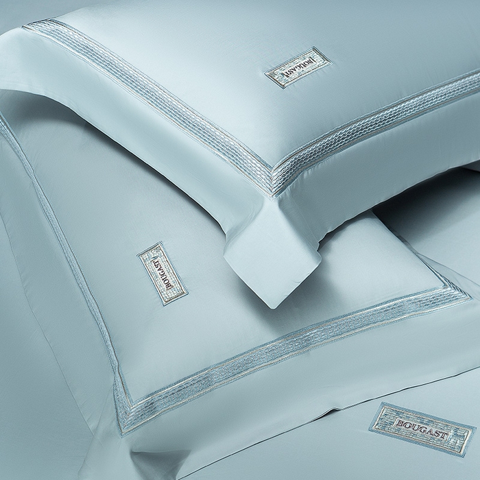 91家纺网 家纺一手货源 找家纺 诗黛尔 2026春夏新款长绒棉刺绣 兰博系列 极光蓝