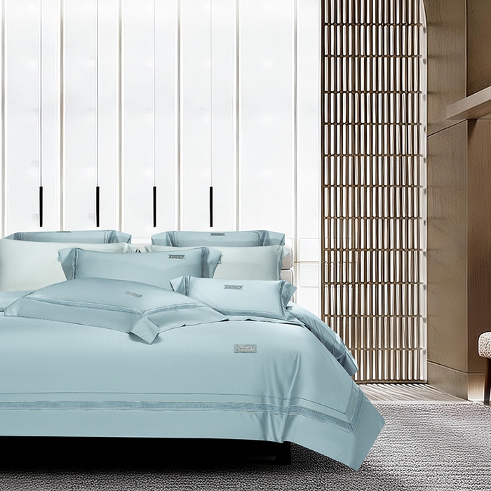 诗黛尔 2026春夏新款长绒棉刺绣 兰博系列 极光蓝