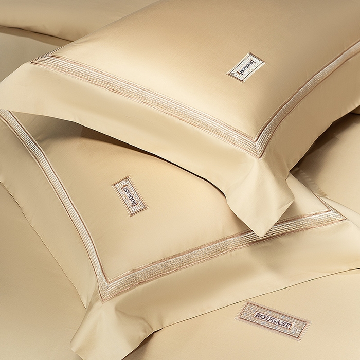 91家纺网 家纺一手货源 找家纺 诗黛尔 2026春夏新款长绒棉刺绣 兰博系列 卡其色