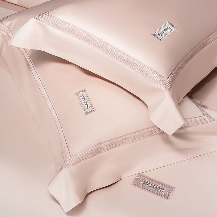 91家纺网 家纺一手货源 找家纺 诗黛尔 2026春夏新款长绒棉刺绣 兰博系列 落樱粉