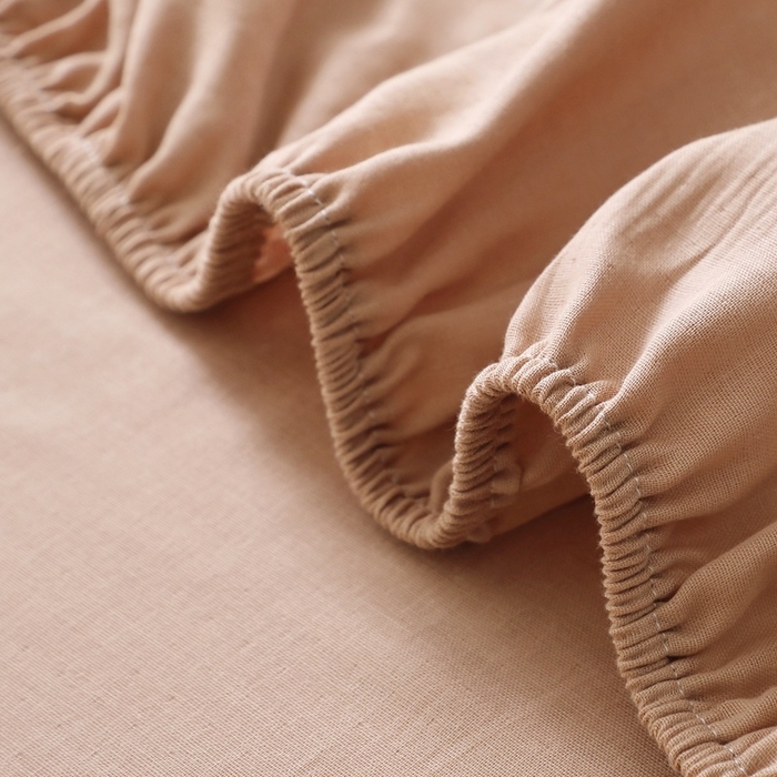 91家纺网 家纺一手货源 找家纺 晶缦家纺 2026新款纯棉纯色A类全棉双层纱单品床笠床笠单件单床笠（水洗预处理）-觅琳系列 觅琳-朱颜酡