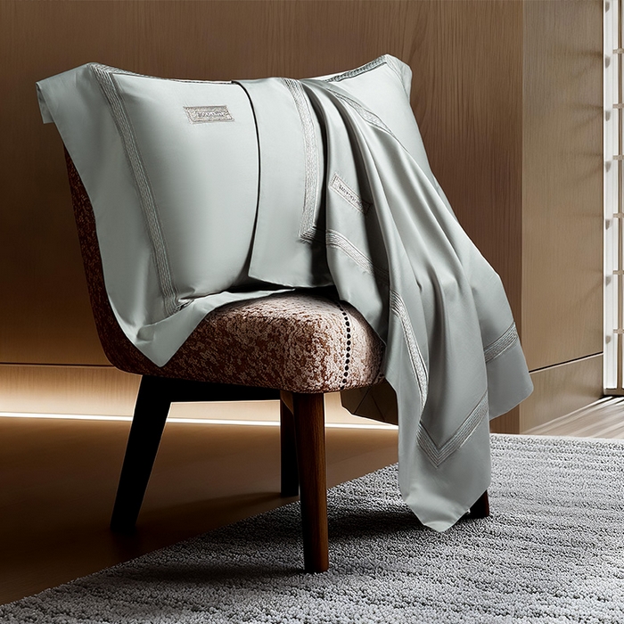 91家纺网 家纺一手货源 找家纺 诗黛尔 2026春夏新款长绒棉刺绣 兰博系列 绅士灰