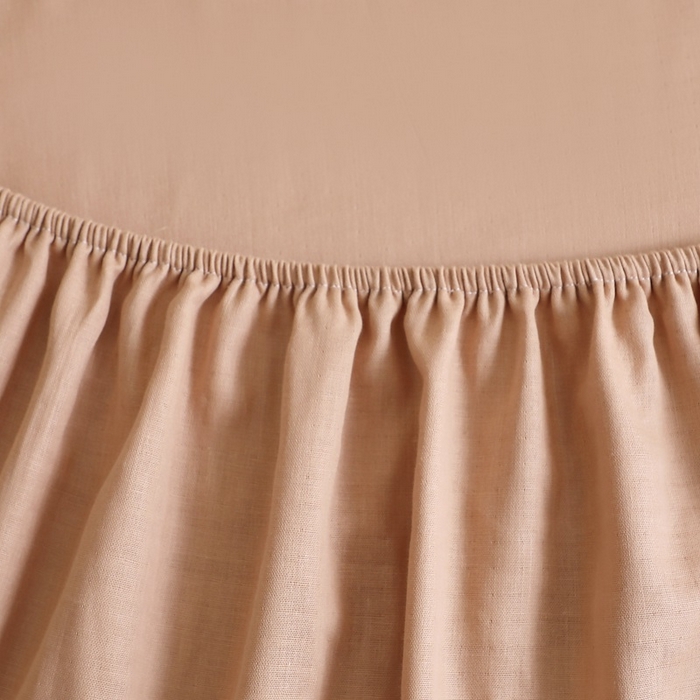 91家纺网 家纺一手货源 找家纺 晶缦家纺 2026新款纯棉纯色A类全棉双层纱单品床笠床笠单件单床笠（水洗预处理）-觅琳系列 觅琳-朱颜酡