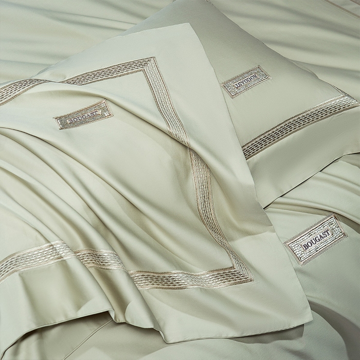 91家纺网 家纺一手货源 找家纺 诗黛尔 2026春夏新款长绒棉刺绣 兰博系列 油果绿