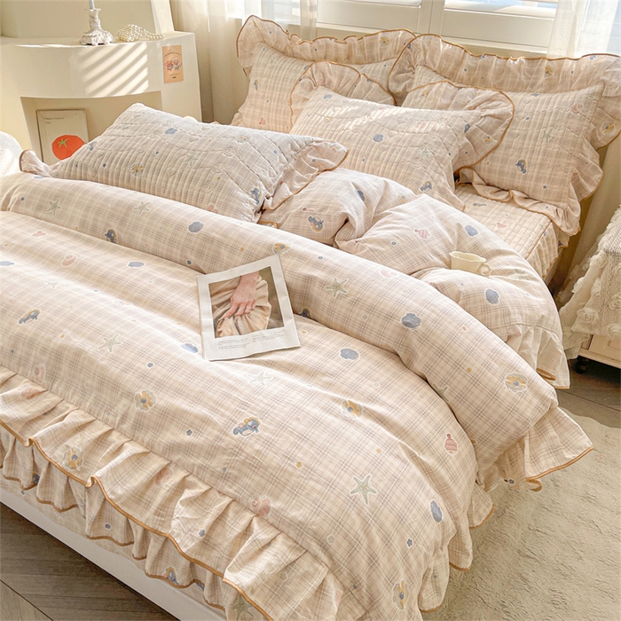 91家纺网 家纺一手货源 找家纺 宜凡家纺 2026新款全棉印花夹棉床笠三件套 海底世界