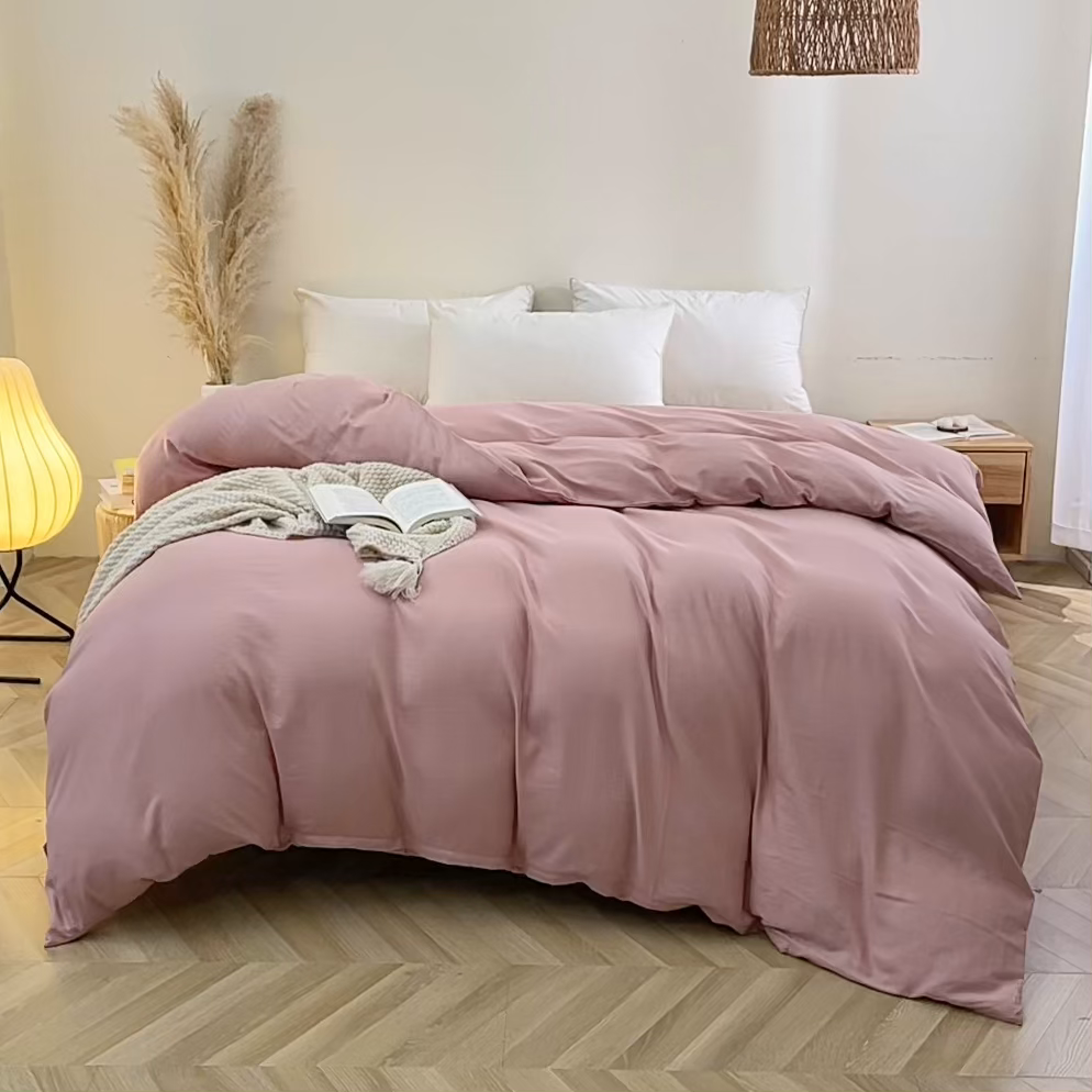 91家纺网 家纺一手货源 找家纺 （总）晶缦家纺 2026新款纯棉纯色A类全棉双层纱单品被套被套单件单被套（水洗预处理）-觅琳系列