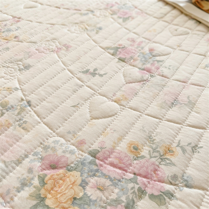 91家纺网 家纺一手货源 找家纺 宜凡家纺 2026新款全棉印花夹棉床笠三件套 镜花映月