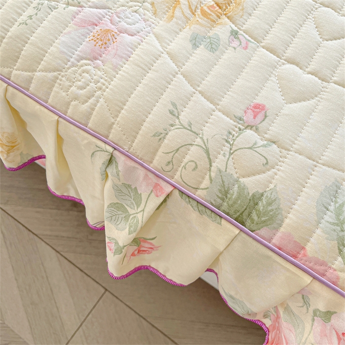 91家纺网 家纺一手货源 找家纺 宜凡家纺 2026新款全棉印花夹棉床笠三件套 沐颜月朵