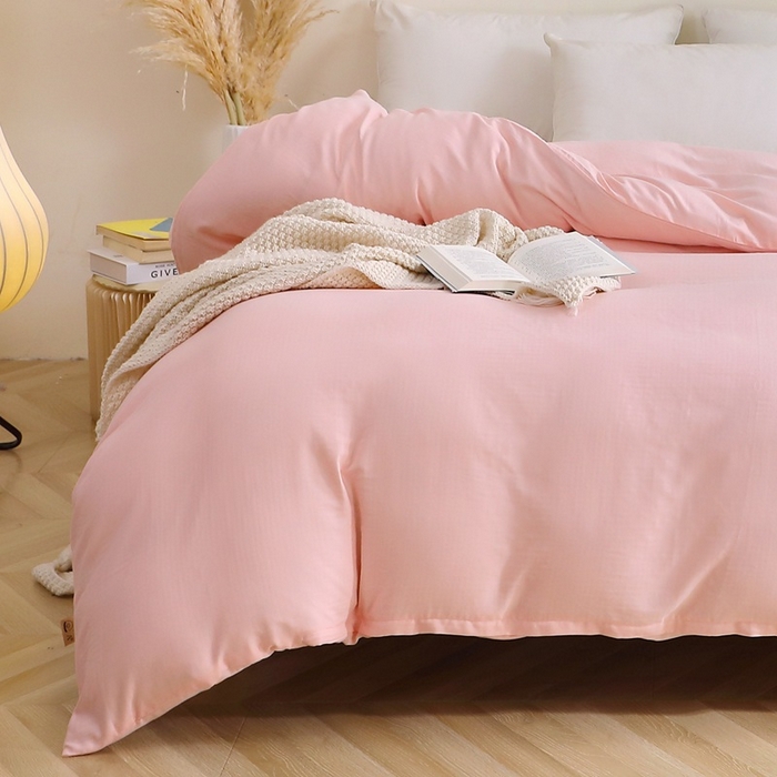 91家纺网 家纺一手货源 找家纺 晶缦家纺 2026新款纯棉纯色A类全棉双层纱单品被套被套单件单被套（水洗预处理）-觅琳系列 觅琳-暮云粉