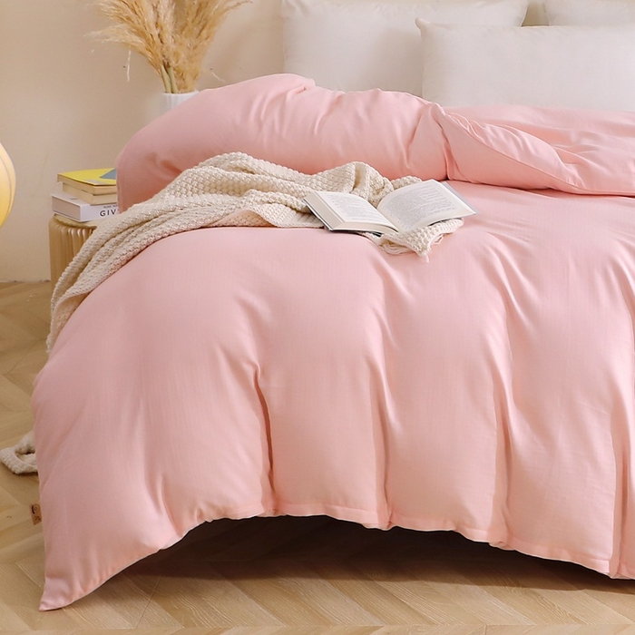 91家纺网 家纺一手货源 找家纺 晶缦家纺 2026新款纯棉纯色A类全棉双层纱单品被套被套单件单被套（水洗预处理）-觅琳系列 觅琳-暮云粉