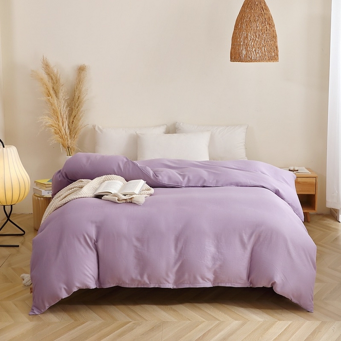 91家纺网 家纺一手货源 找家纺 晶缦家纺 2026新款纯棉纯色A类全棉双层纱单品被套被套单件单被套（水洗预处理）-觅琳系列 觅琳-木槿紫