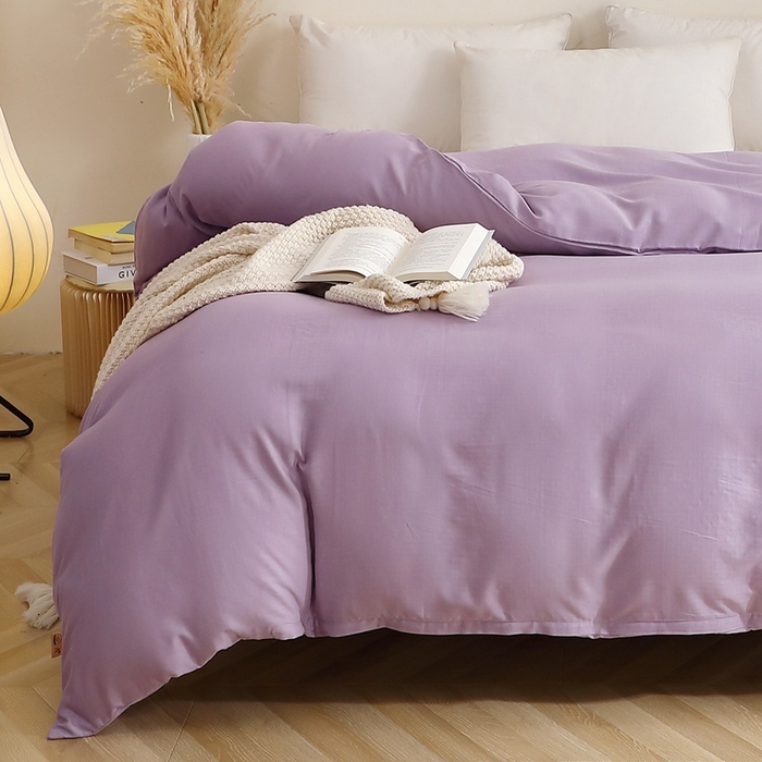 91家纺网 家纺一手货源 找家纺 晶缦家纺 2026新款纯棉纯色A类全棉双层纱单品被套被套单件单被套（水洗预处理）-觅琳系列 觅琳-木槿紫