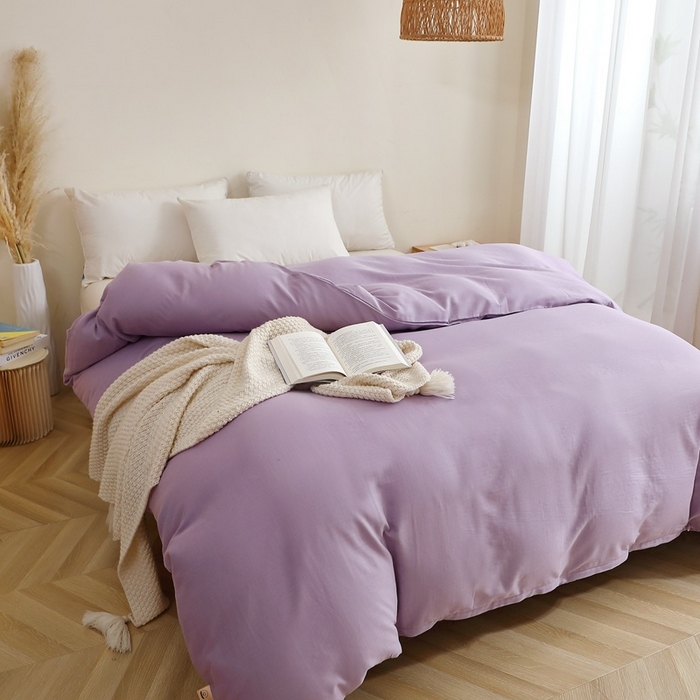 91家纺网 家纺一手货源 找家纺 晶缦家纺 2026新款纯棉纯色A类全棉双层纱单品被套被套单件单被套（水洗预处理）-觅琳系列 觅琳-木槿紫