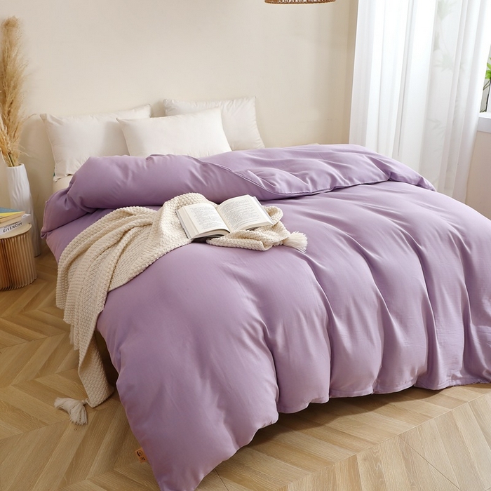 91家纺网 家纺一手货源 找家纺 晶缦家纺 2026新款纯棉纯色A类全棉双层纱单品被套被套单件单被套（水洗预处理）-觅琳系列 觅琳-木槿紫