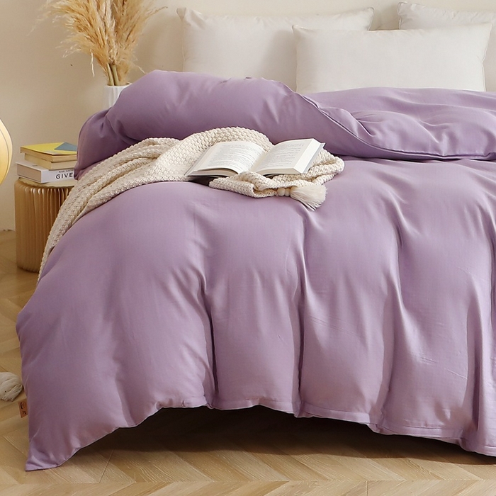 91家纺网 家纺一手货源 找家纺 晶缦家纺 2026新款纯棉纯色A类全棉双层纱单品被套被套单件单被套（水洗预处理）-觅琳系列 觅琳-木槿紫