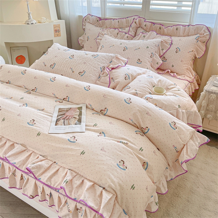 91家纺网 家纺一手货源 找家纺 宜凡家纺 2026新款全棉印花夹棉床笠三件套 摇摇木马