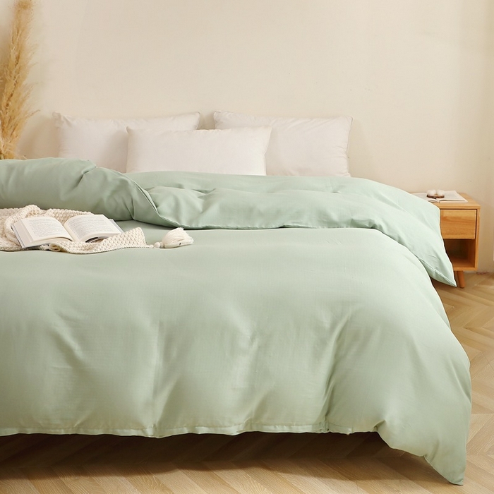 91家纺网 家纺一手货源 找家纺 晶缦家纺 2026新款纯棉纯色A类全棉双层纱单品被套被套单件单被套（水洗预处理）-觅琳系列 觅琳-嫩荷绿