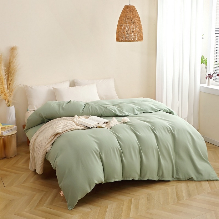91家纺网 家纺一手货源 找家纺 晶缦家纺 2026新款纯棉纯色A类全棉双层纱单品被套被套单件单被套（水洗预处理）-觅琳系列 觅琳-嫩荷绿