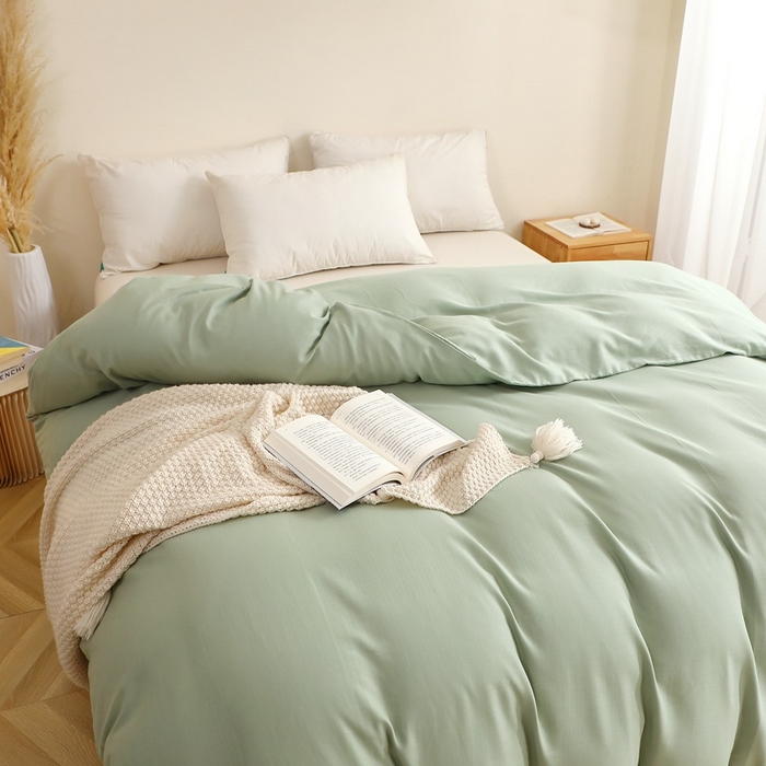 91家纺网 家纺一手货源 找家纺 晶缦家纺 2026新款纯棉纯色A类全棉双层纱单品被套被套单件单被套（水洗预处理）-觅琳系列 觅琳-嫩荷绿
