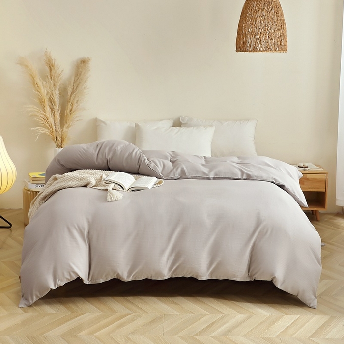 91家纺网 家纺一手货源 找家纺 晶缦家纺 2026新款纯棉纯色A类全棉双层纱单品被套被套单件单被套（水洗预处理）-觅琳系列 觅琳-暖藕灰