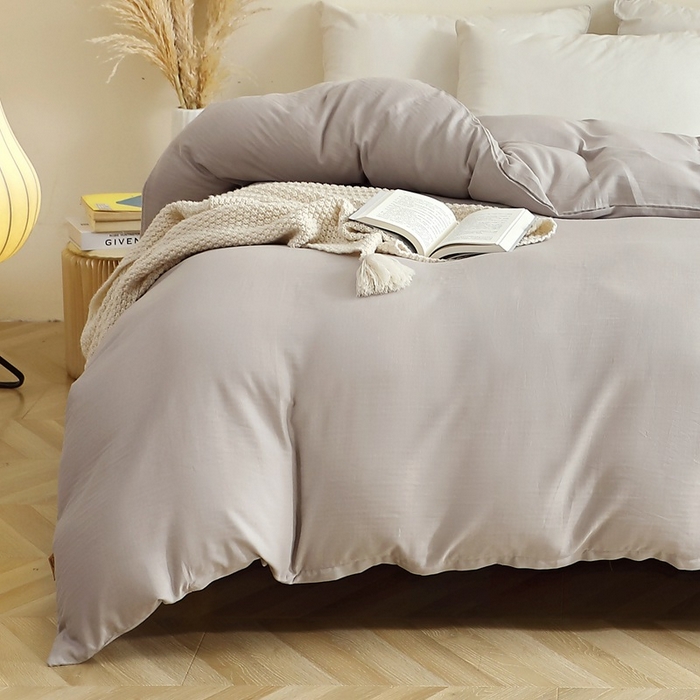 91家纺网 家纺一手货源 找家纺 晶缦家纺 2026新款纯棉纯色A类全棉双层纱单品被套被套单件单被套（水洗预处理）-觅琳系列 觅琳-暖藕灰