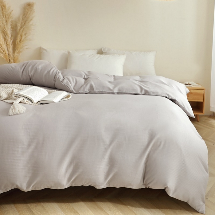 91家纺网 家纺一手货源 找家纺 晶缦家纺 2026新款纯棉纯色A类全棉双层纱单品被套被套单件单被套（水洗预处理）-觅琳系列 觅琳-暖藕灰