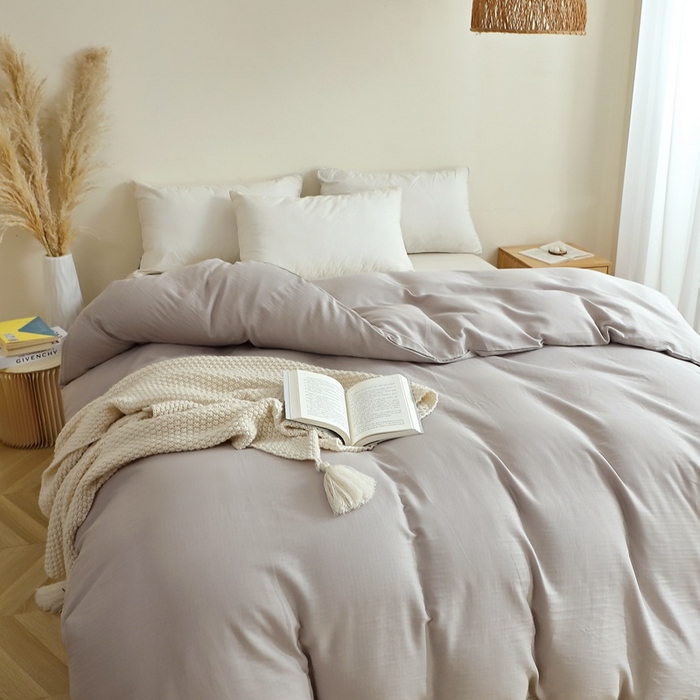 91家纺网 家纺一手货源 找家纺 晶缦家纺 2026新款纯棉纯色A类全棉双层纱单品被套被套单件单被套（水洗预处理）-觅琳系列 觅琳-暖藕灰