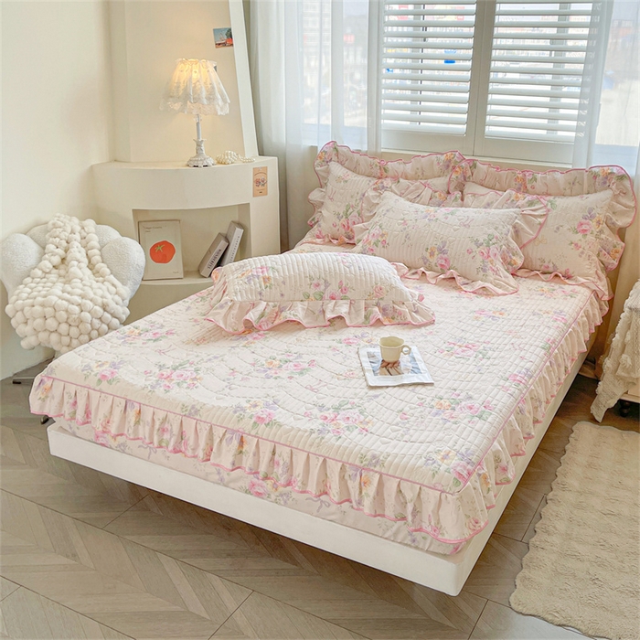 91家纺网 家纺一手货源 找家纺 宜凡家纺 2026新款全棉印花夹棉床笠三件套 玉容昭婉