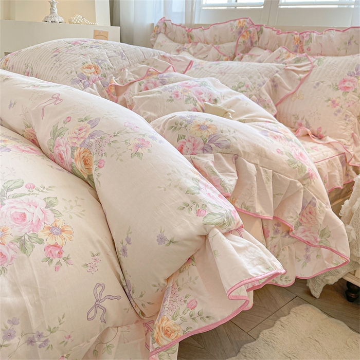 91家纺网 家纺一手货源 找家纺 宜凡家纺 2026新款全棉印花夹棉床笠三件套 玉容昭婉