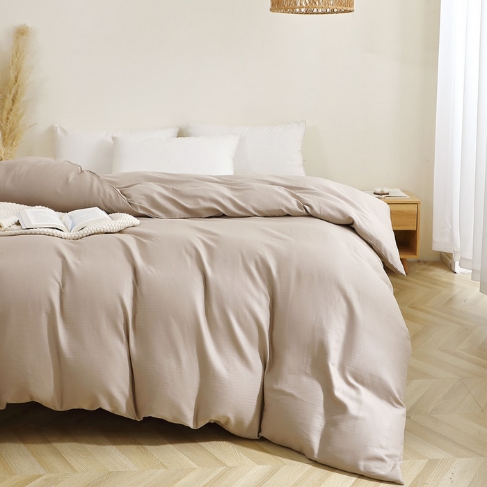 91家纺网 家纺一手货源 找家纺 晶缦家纺 2026新款纯棉纯色A类全棉双层纱单品被套被套单件单被套（水洗预处理）-觅琳系列 觅琳-浅卡其