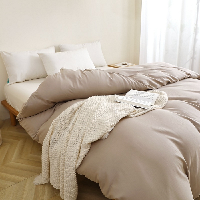91家纺网 家纺一手货源 找家纺 晶缦家纺 2026新款纯棉纯色A类全棉双层纱单品被套被套单件单被套（水洗预处理）-觅琳系列 觅琳-浅卡其