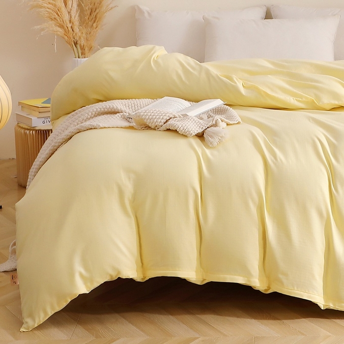 91家纺网 家纺一手货源 找家纺 晶缦家纺 2026新款纯棉纯色A类全棉双层纱单品被套被套单件单被套（水洗预处理）-觅琳系列 觅琳-浅蜜黄