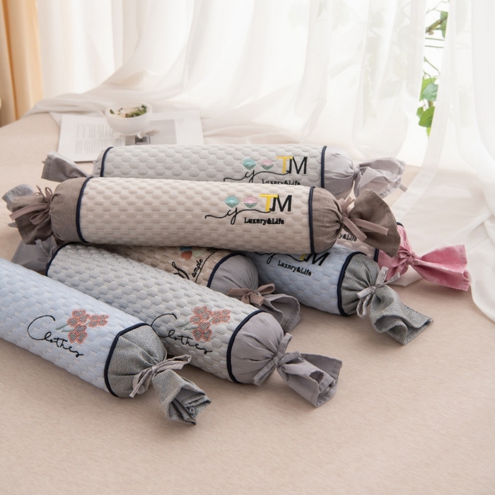 91家纺网 家纺一手货源 找家纺 （总）仁宇枕业 2026新款新品 夏季凉豆豆圆形花草高粱壳糖果枕头颈椎枕腰枕芯