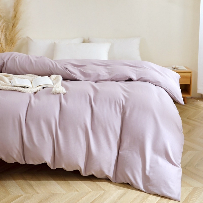 91家纺网 家纺一手货源 找家纺 晶缦家纺 2026新款纯棉纯色A类全棉双层纱单品被套被套单件单被套（水洗预处理）-觅琳系列 觅琳-浅藤紫