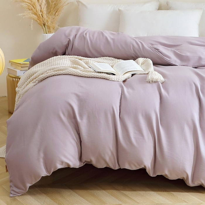 91家纺网 家纺一手货源 找家纺 晶缦家纺 2026新款纯棉纯色A类全棉双层纱单品被套被套单件单被套（水洗预处理）-觅琳系列 觅琳-浅藤紫