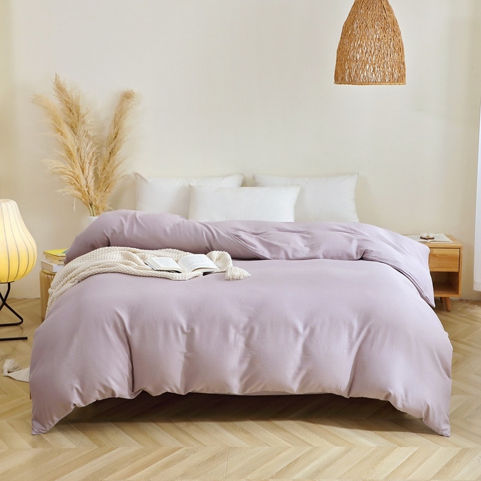 91家纺网 家纺一手货源 找家纺 晶缦家纺 2026新款纯棉纯色A类全棉双层纱单品被套被套单件单被套（水洗预处理）-觅琳系列 觅琳-浅藤紫