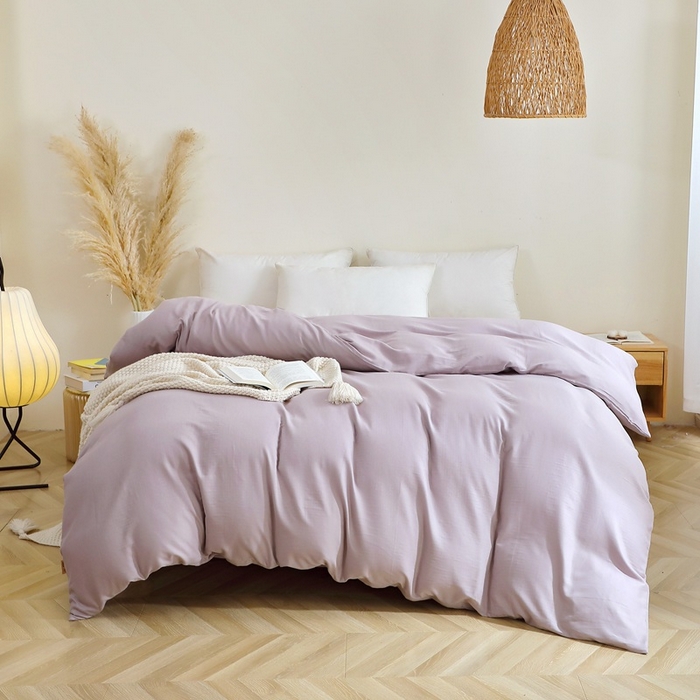 91家纺网 家纺一手货源 找家纺 晶缦家纺 2026新款纯棉纯色A类全棉双层纱单品被套被套单件单被套（水洗预处理）-觅琳系列 觅琳-浅藤紫