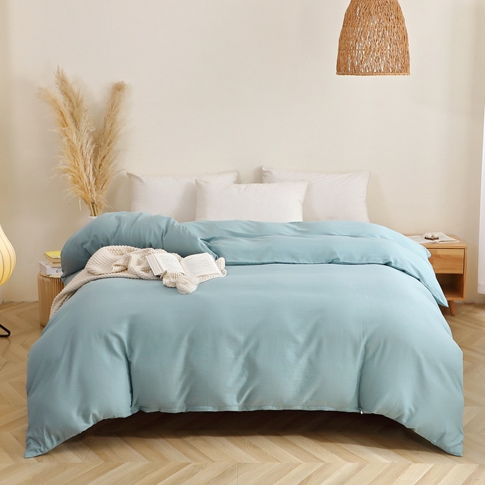91家纺网 家纺一手货源 找家纺 晶缦家纺 2026新款纯棉纯色A类全棉双层纱单品被套被套单件单被套（水洗预处理）-觅琳系列 觅琳-桃青蓝