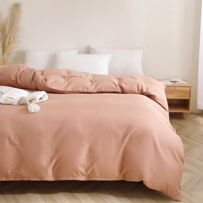 91家纺网 家纺一手货源 找家纺 晶缦家纺 2026新款纯棉纯色A类全棉双层纱单品被套被套单件单被套（水洗预处理）-觅琳系列 觅琳-赭石棕