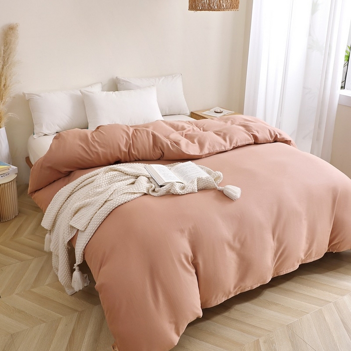 91家纺网 家纺一手货源 找家纺 晶缦家纺 2026新款纯棉纯色A类全棉双层纱单品被套被套单件单被套（水洗预处理）-觅琳系列 觅琳-赭石棕