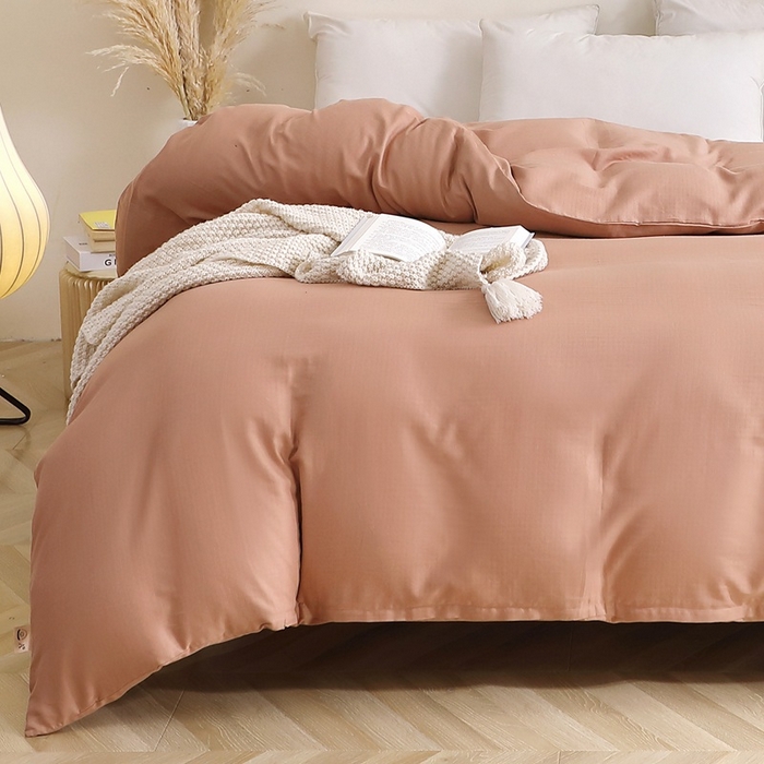 91家纺网 家纺一手货源 找家纺 晶缦家纺 2026新款纯棉纯色A类全棉双层纱单品被套被套单件单被套（水洗预处理）-觅琳系列 觅琳-赭石棕